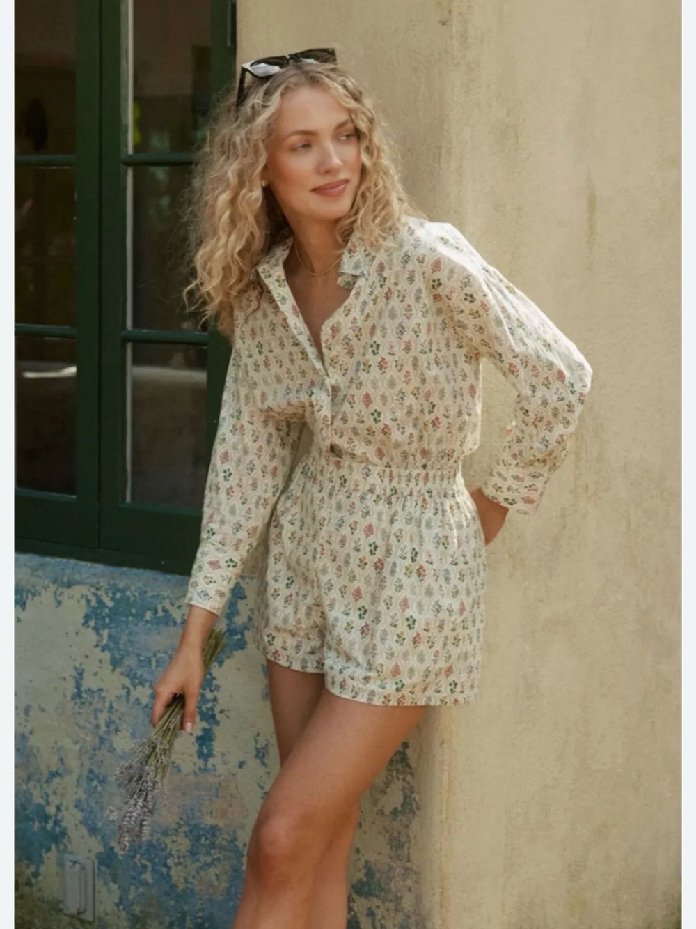 Cream Trellis Floral Playsuit from Tuckernuck (Hyacinth House)